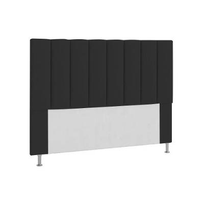 Cabeceira Casal Estofada Carla 140cm Em Suede Preto