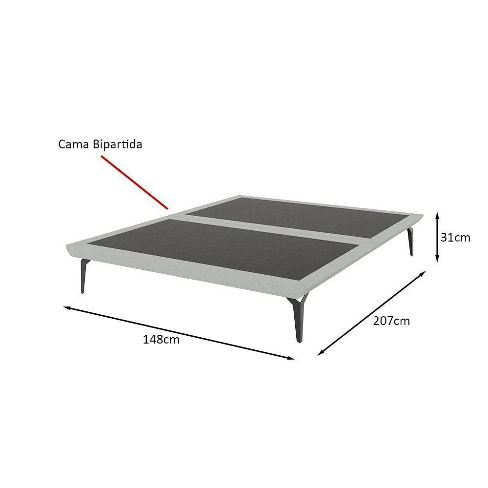 Base Para Cama Casal Japonesa Tóquio Bipartida Linho Cinza - 2