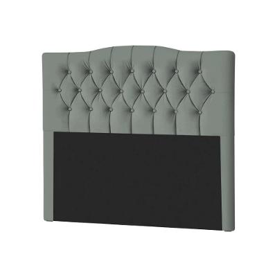 Cabeceira Casal Estofada Lari 140cm Design Tradicional Veludo Cinza