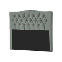 Cabeceira Casal Estofada Lari 140cm Design Tradicional Veludo Cinza - 1