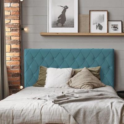 Cabeceira King Estofada Chicago Capitonê 195cm Veludo Azul