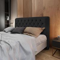 Cabeceira King Estofada Ana Classic 195cm Com Botões Veludo Preto - 3