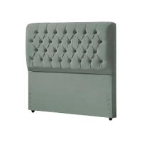 Cabeceira King Estofada Ana Classic 195cm Com Botões Veludo Cinza - 1