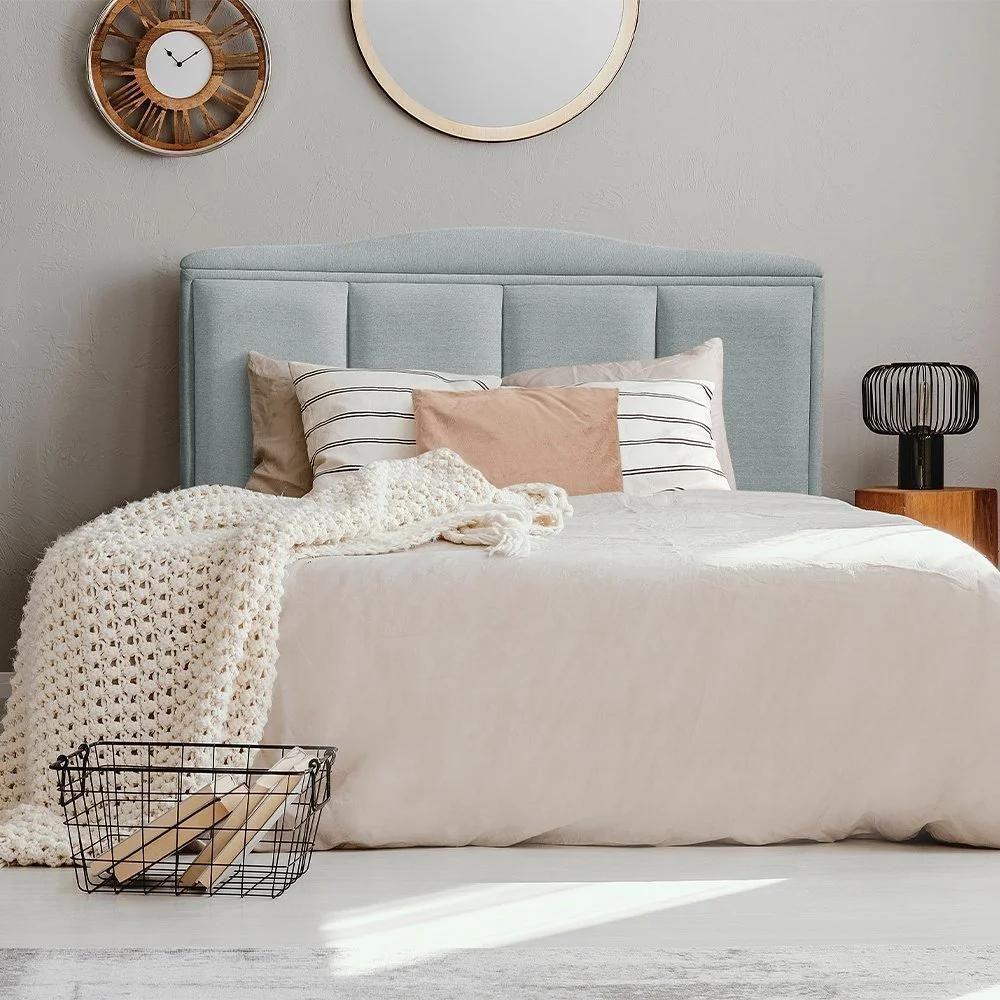 Cabeceira Casal Estofada Paris 140cm Design Clássico Linho Cinza - 1