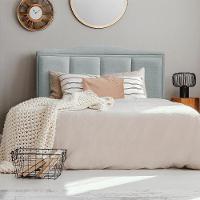 Cabeceira Casal Estofada Paris 140cm Design Clássico Linho Cinza - 1