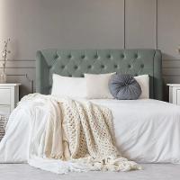 Cabeceira Casal Estofada Londres 140cm Imponente Veludo Cinza - 2