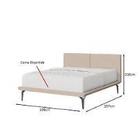 Cama Queen Japonesa Tóquio Bipartida Com Cabeceira Almofadada Linho Bege - 4