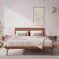 Cama Queen Japonesa Tóquio Com Cabeceira Almofadada Linho Telha - 2