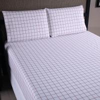 Jogo De Lençol Terry Casal 3 Peças Percal 200 Fios Quadriculado - Rosa Claro - 80% Algodão / 20% Poliéster - 1