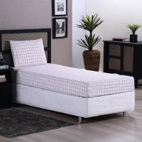 Jogo De Lençol Terry Solteiro 2 Peças Percal 200 Fios Quadriculado - Rosa Claro - 80% Algodão / 20% Poliéster - 2