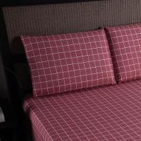Jogo De Lençol Terry King 3 Peças Percal 200 Fios Quadriculado - Rosa Escuro - 80% Algodão / 20% Poliéster - 3