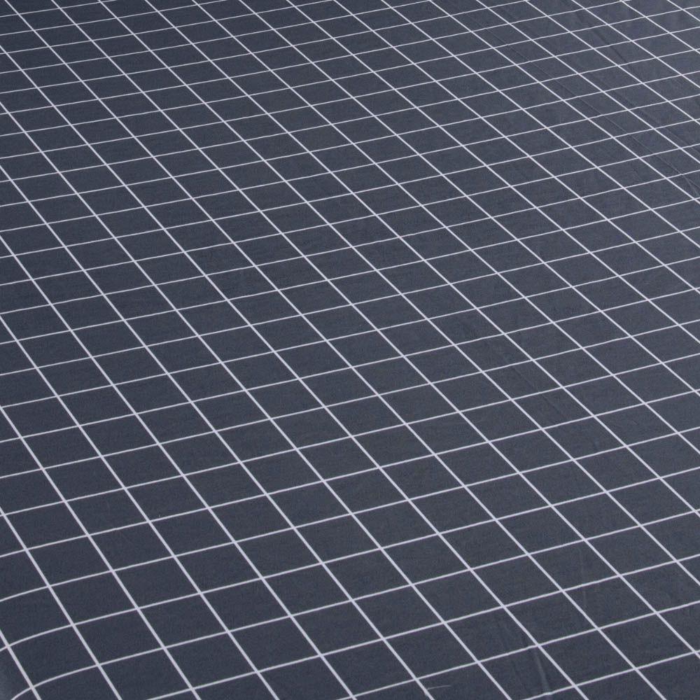 Jogo De Lençol Terry King 3 Peças Percal 200 Fios Quadriculado - Cinza Escuro - 80% Algodão / 20% Poliéster - 4