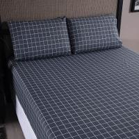 Jogo De Lençol Terry King 3 Peças Percal 200 Fios Quadriculado - Cinza Escuro - 80% Algodão / 20% Poliéster - 1