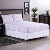 Jogo De Lençol Terry Queen 3 Peças Percal 200 Fios Quadriculado - Rosa Claro - 80% Algodão / 20% Poliéster - 2