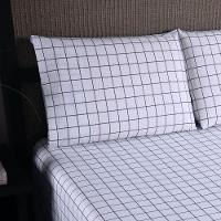 Jogo De Lençol Terry Casal 3 Peças Percal 200 Fios Quadriculado - Cinza - 80% Algodão / 20% Poliéster - 3