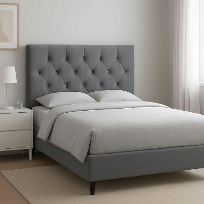 Cabeceira Estofada Solteiro 90 Cm Laís Com Frame Suede Cinza