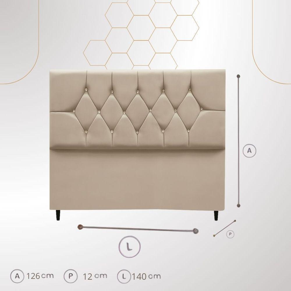 Cabeceira Para Cama Casal 140 Cm Melisse Com Frame Suede Cor:bordo - 3