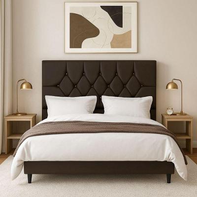 Cabeceira De Cama Box King 195 Cm Mariana Com Frame Suede Marrom