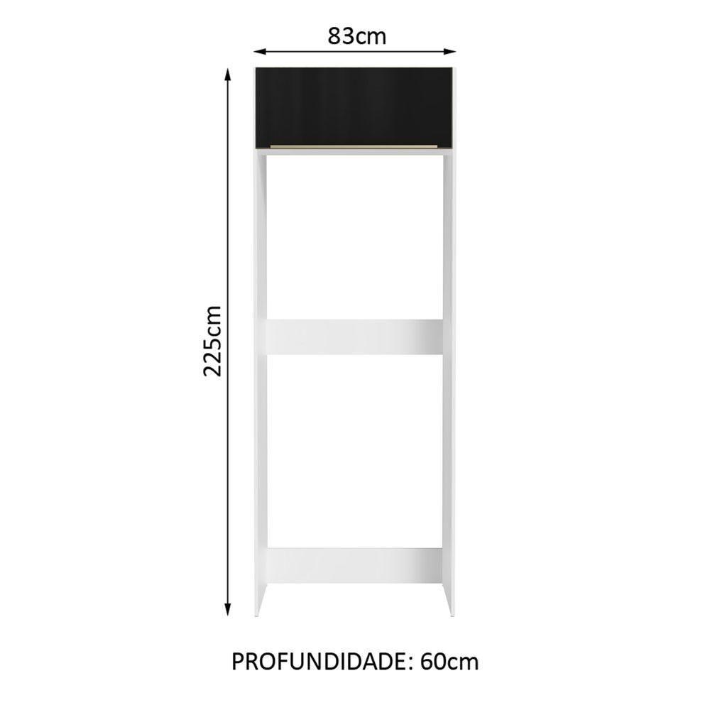 Porta Geladeira Madesa Lux 1 Porta Basculante Branco Preto - 4