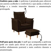 Poltrona De Amamentação Com Puff Quarto Bebê Encanto Suede Marrom - 5