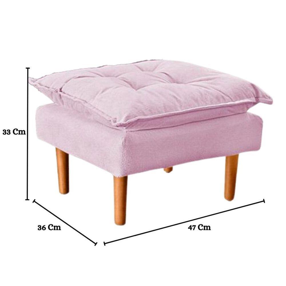 Poltrona De Amamentação Com Puff Quarto De Bebê Anny Suede Rosê - 7