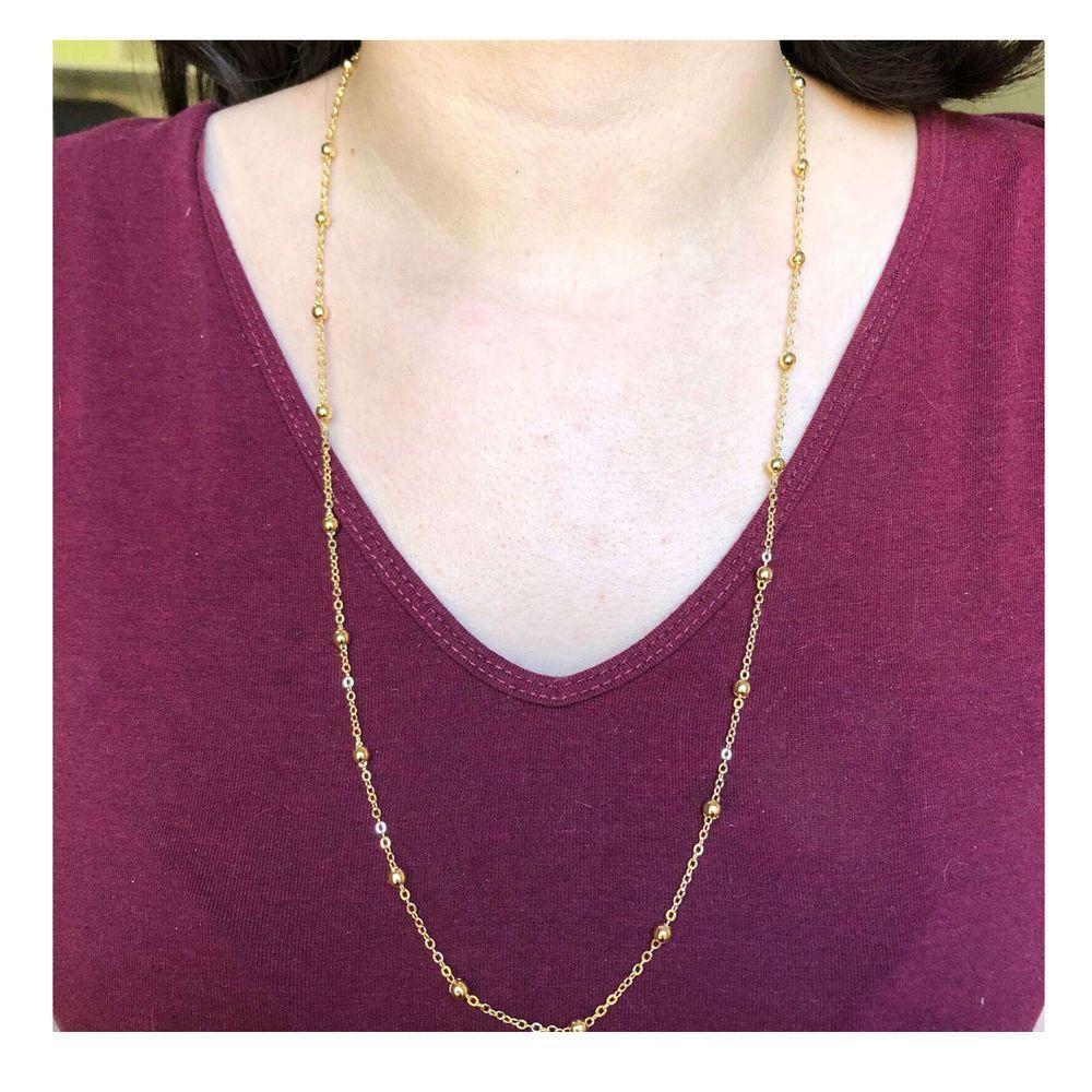 Colar Corrente Com Bolinhas Folheado Em Ouro 18k - 2