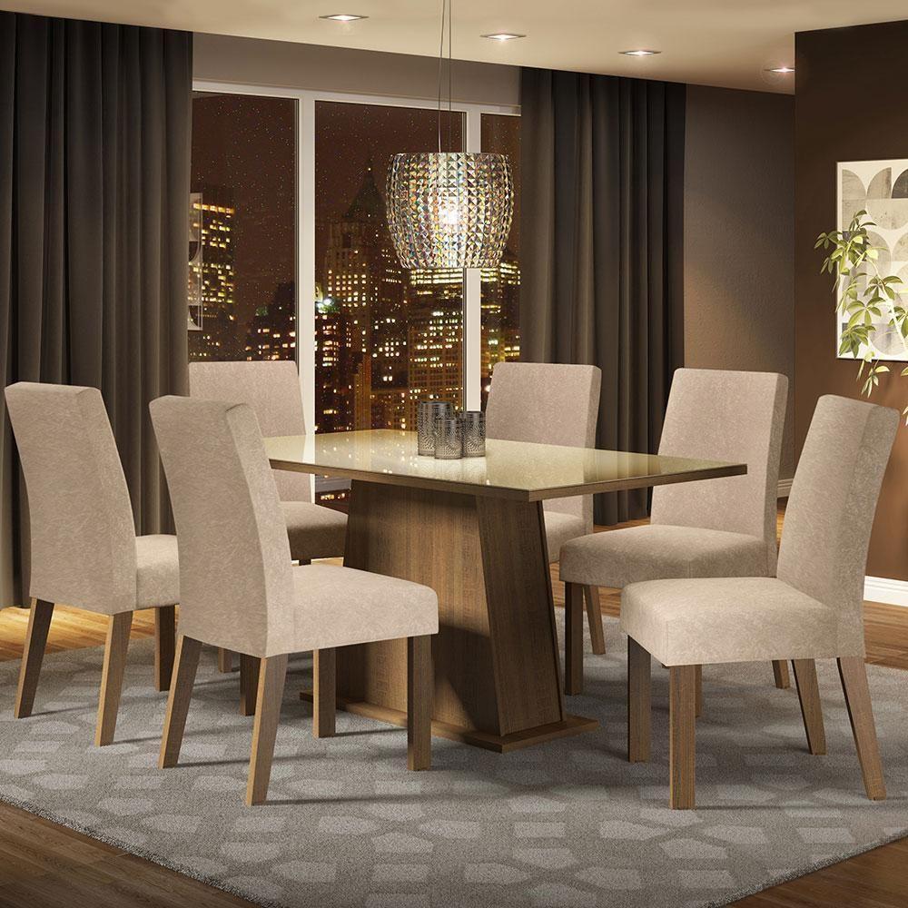 Mesa Tampo De Vidro Com 6 Cadeiras Rustic/crema/imperial - 2