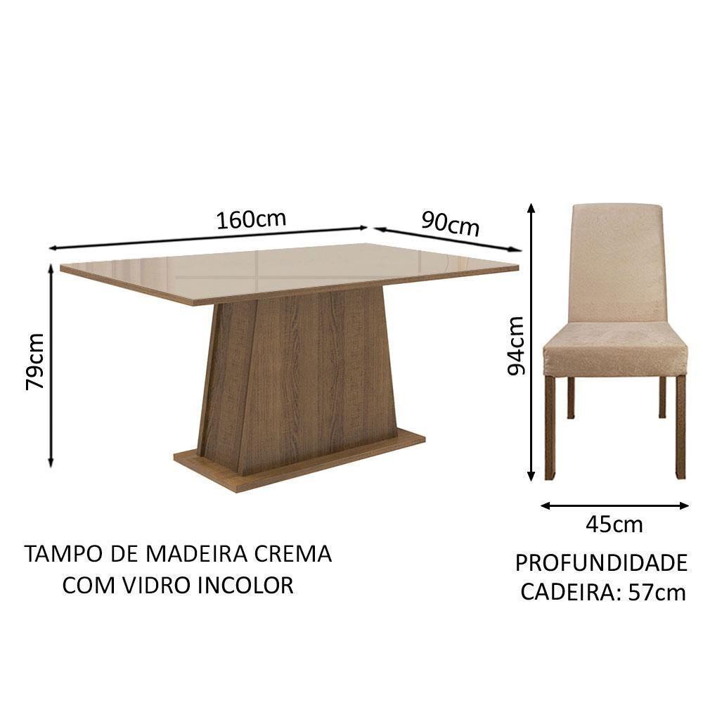 Mesa Tampo De Vidro Com 6 Cadeiras Rustic/crema/imperial - 3