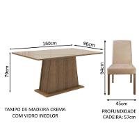 Mesa Tampo De Vidro Com 6 Cadeiras Rustic/crema/imperial - 3