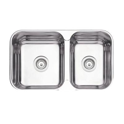 Cuba De Embutir/sobrepor Tramontina Isis 2c 34-28 Bs Em Aço Inox Polido 69x40 Com 2 Cubas