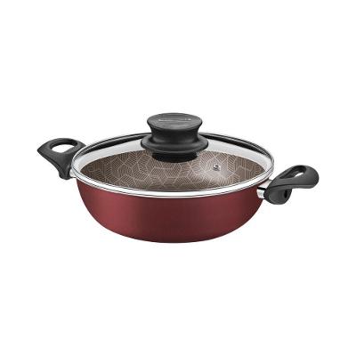 Fritadeira Multiuso Tramontina Paris Em Alumínio Antiaderente Vermelho Com Tampa De Vidro 24 Cm