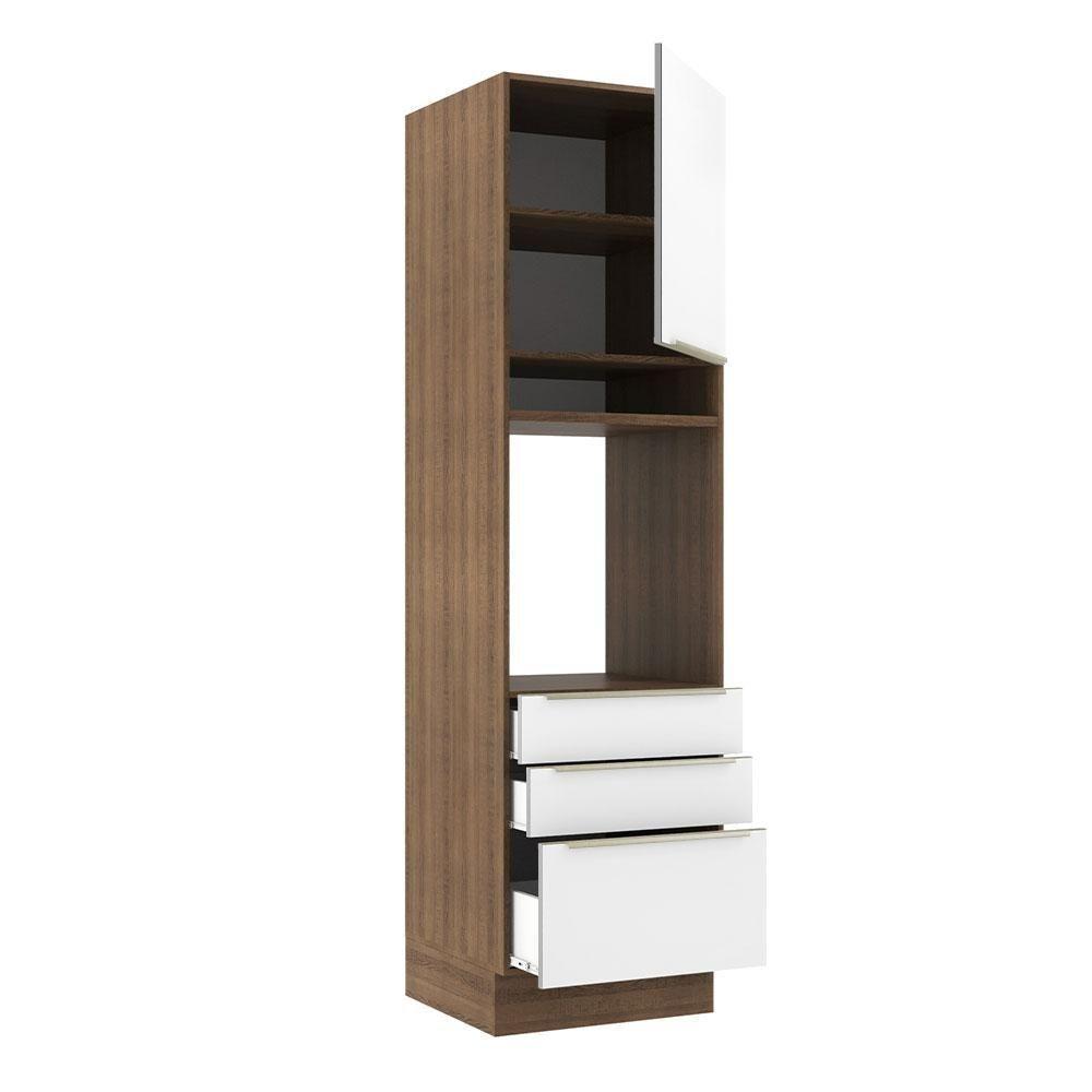 Torre Quente 60 Cm 1 Porta 3 Gavetas Rustic/Branco Veludo - 8