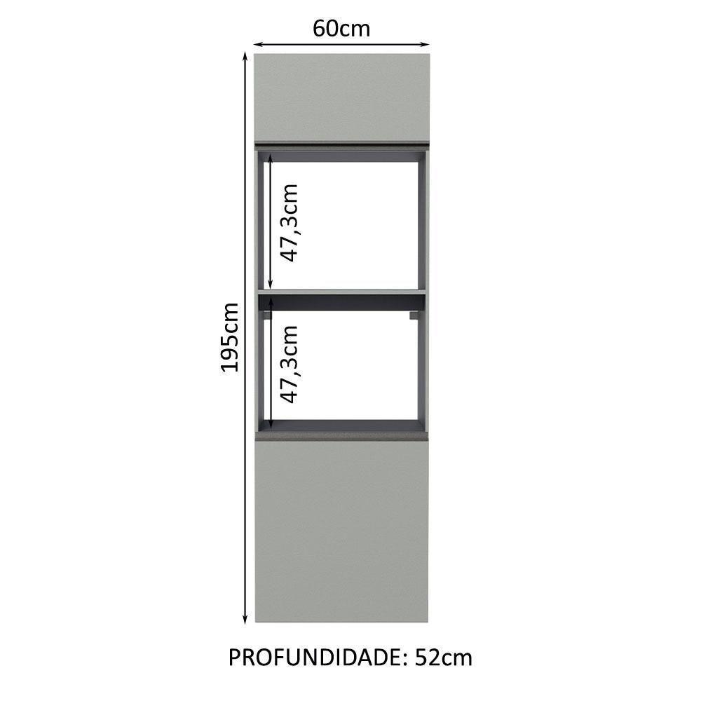 Torre Quente 60 Cm 2 Portas 2 Nichos Suspensa Cinza - 10
