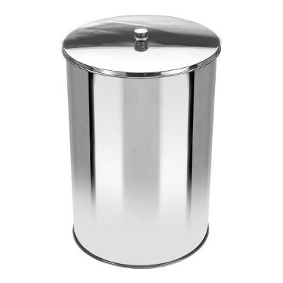 Lixeira Office Redonda Com Tampa Em Aço Inox 5 Litros Cor:ci