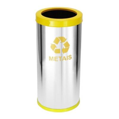 Lixeira Em Aço Inox Com Aro Pintado 22 Litros Cor:amarelo