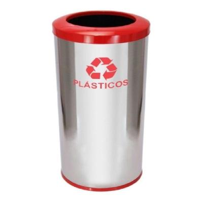 Lixeira Em Aço Inox Com Aro Pintado 50l