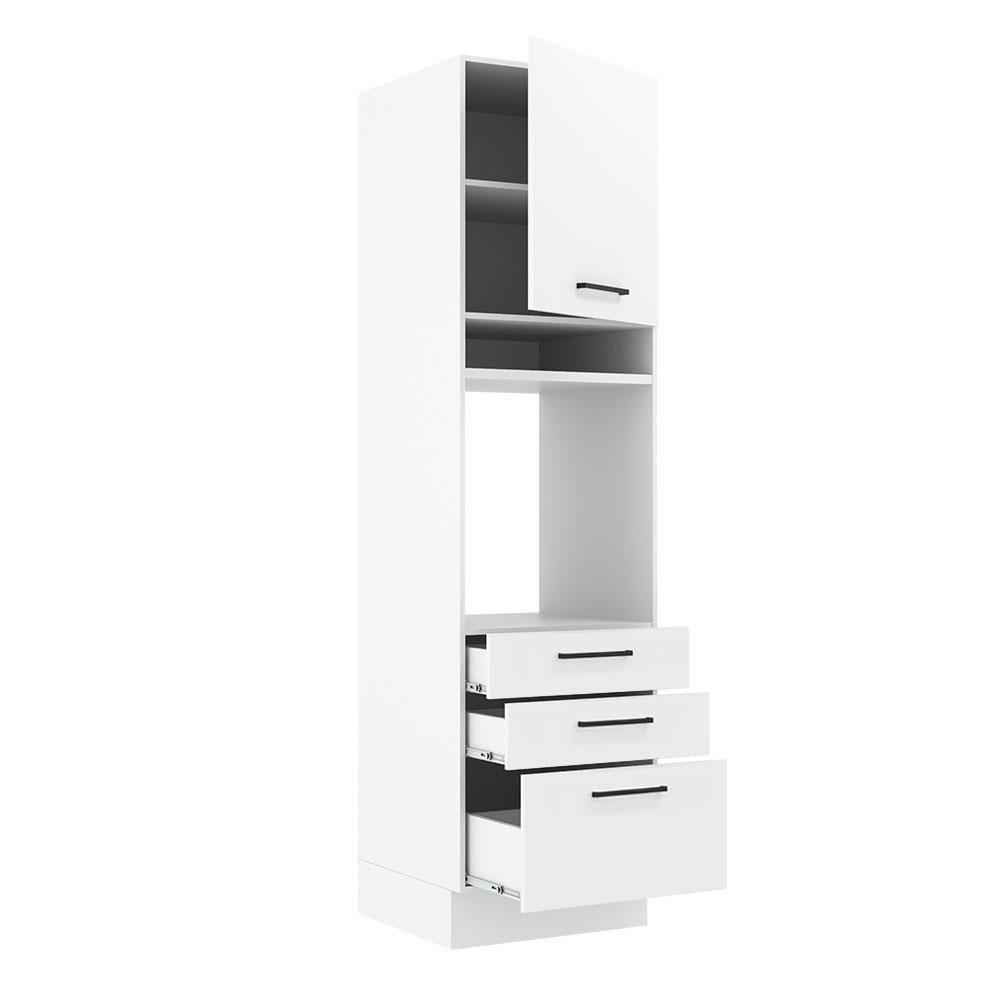 Torre Quente 60 Cm 1 Porta 3 Gavetas Branco Rustic/branco - 9