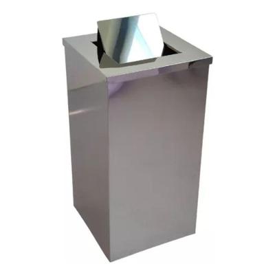 Lixeira Em Inox Quadrada 30x60 Tampa Basculante 50 Litros In