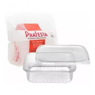 Pote De Plástico Retangular 500ml Prafesta Com 24 Unidades