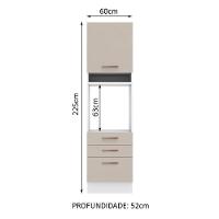 Torre Quente 60cm 1 Porta 3 Gavetas Branco/Crema Agata - 10