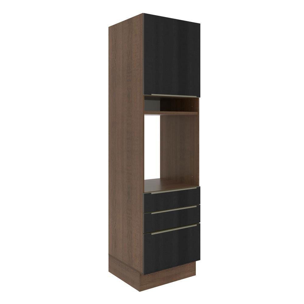 Torre Quente Madesa Lux 60cm 1P 3 Gavetas Rustic e Preto - 4