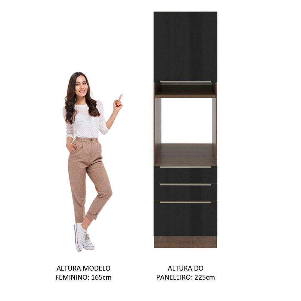 Torre Quente Madesa Lux 60cm 1P 3 Gavetas Rustic e Preto - 5