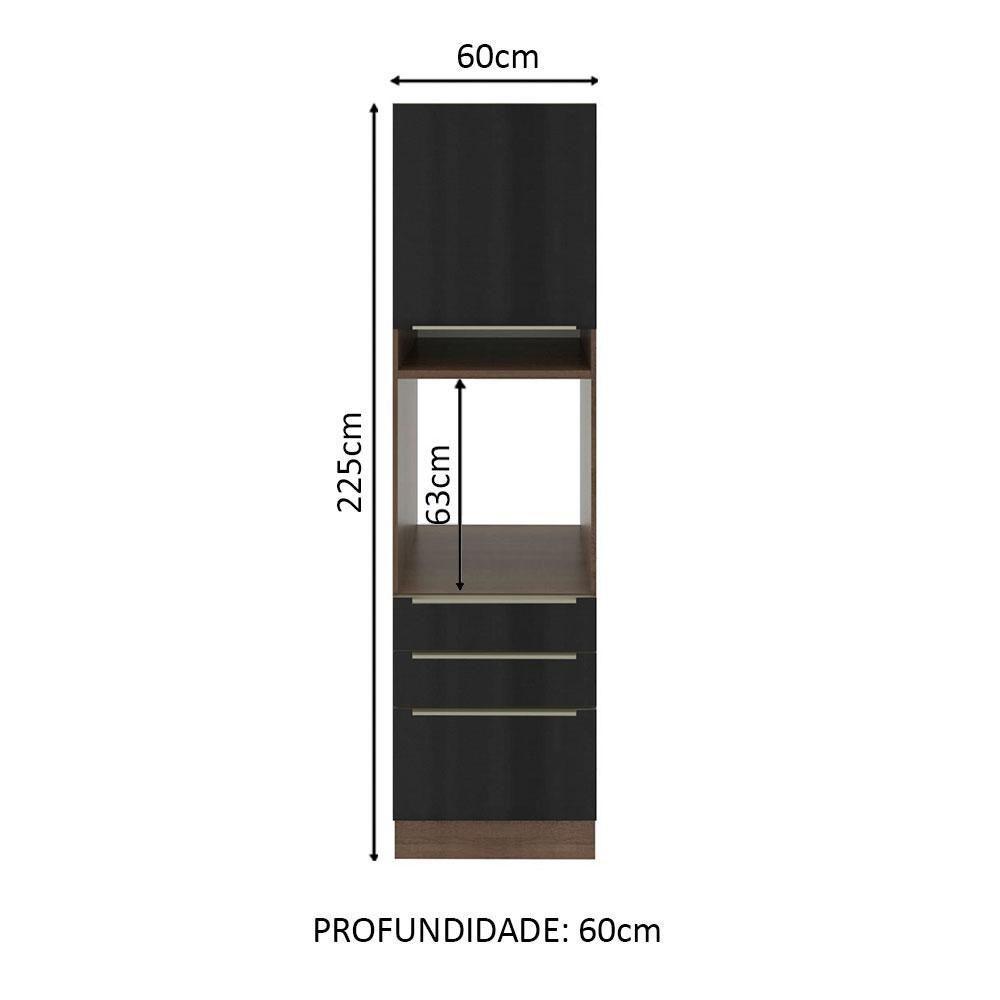Torre Quente Madesa Lux 60cm 1P 3 Gavetas Rustic e Preto - 8