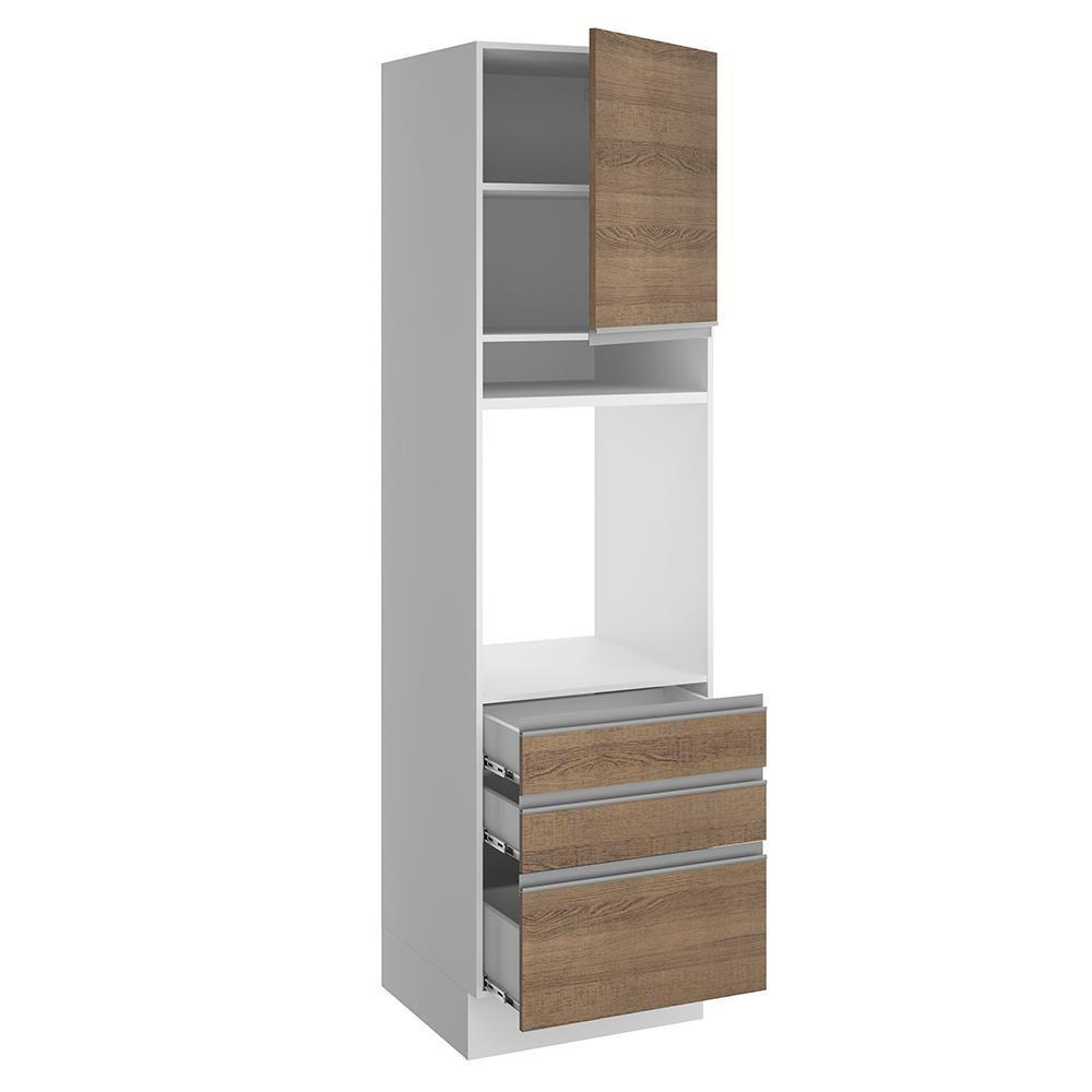 Torre Quente Glamy 60cm 3 Gavetas Rustic/Branco Madesa - 4