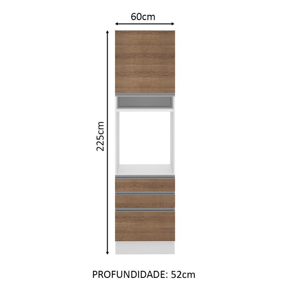 Torre Quente Glamy 60cm 3 Gavetas Rustic/Branco Madesa - 6