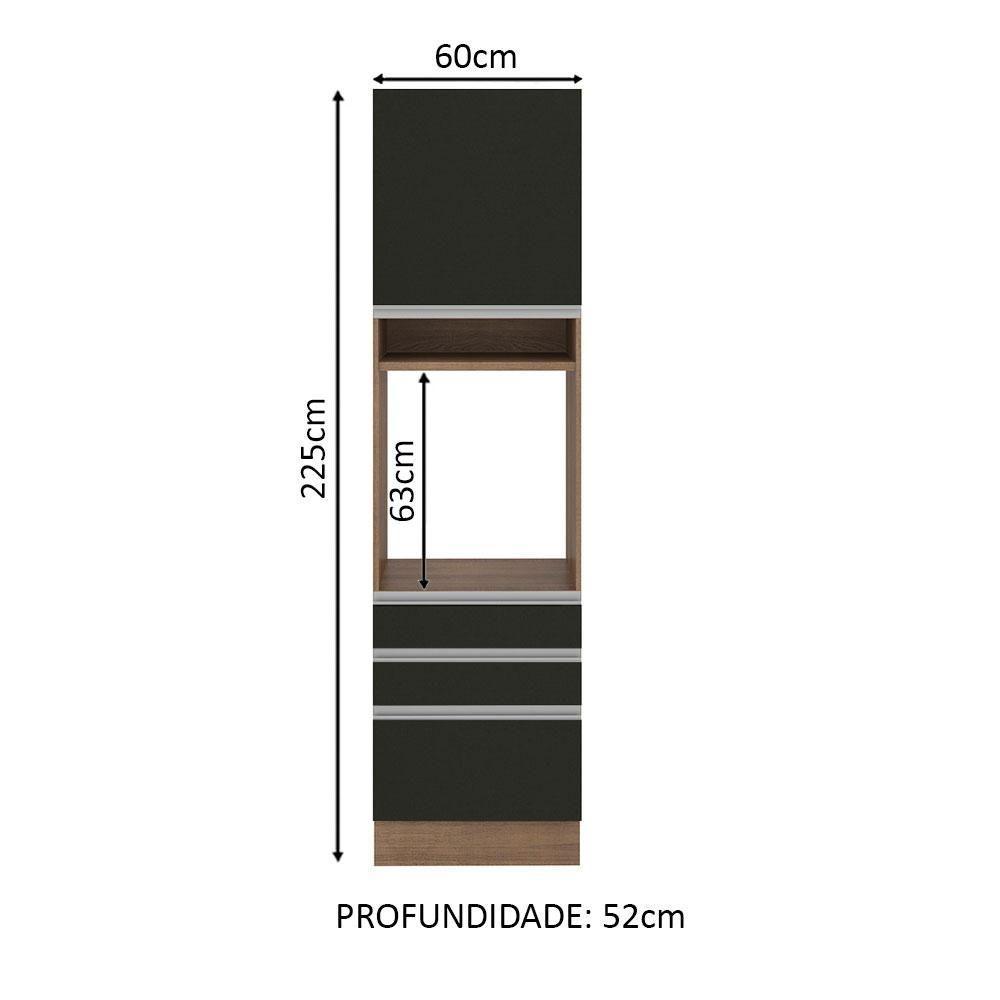 Torre Quente Madesa Glamy 1 Porta 3 Gavetas Rustic Preto - 2