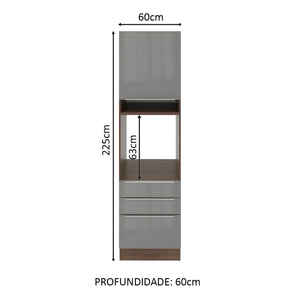 Torre Quente Madesa Lux 60 Cm 1 Porta 3 Gavetas Rustic/cinza - 2