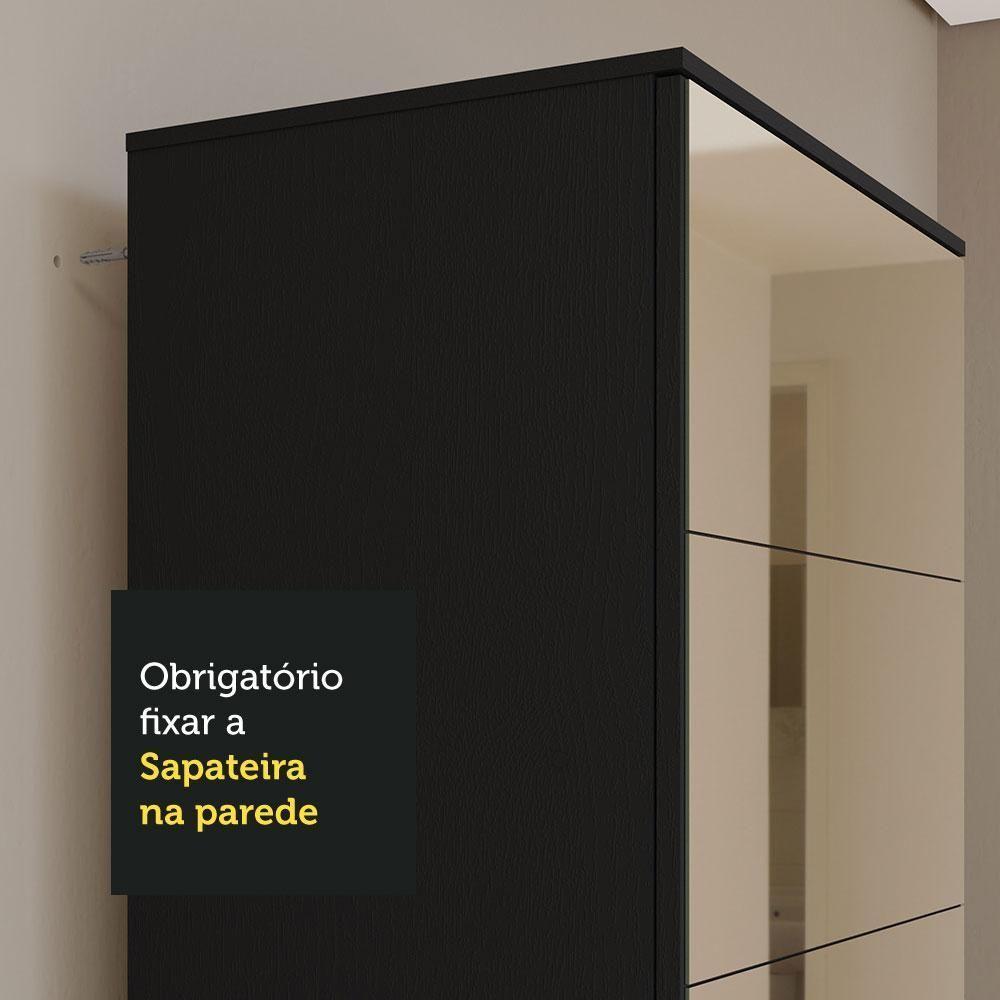 Sapateira Armário Multiúso Isis 1 Porta Com Espelhos Preto - 4