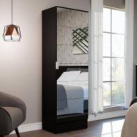 Sapateira Armário Multiúso Isis 1 Porta Com Espelhos Preto - 1