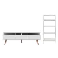 Rack para Tv até 65 Polegadas com Estante Escada Branco - 1